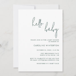 Convites Chá de fraldas Mínimo de Script Moderno