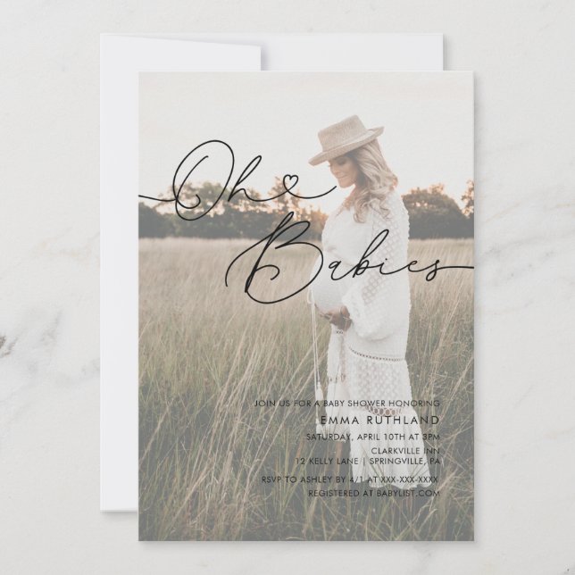 Convites Chá de fraldas Mínimo do Coração Fotográfico Manus (Frente)