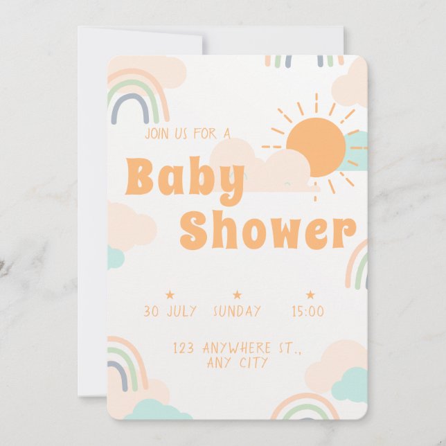 Convites Chá de fraldas Mínimo do Pastel (Frente)