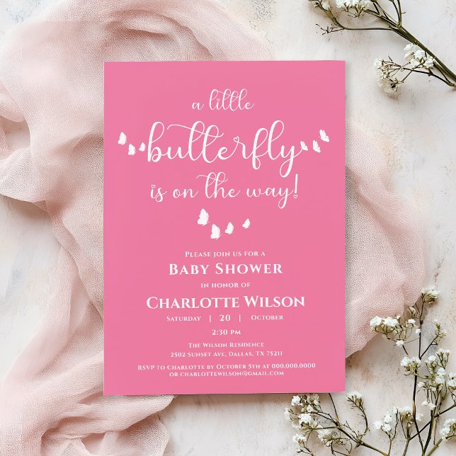 Convites Chá de fraldas Mínimo Moderno de Caligrafia da Bor (Criador carregado)