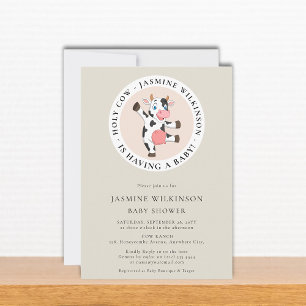 Convites Chá de fraldas mínimo neutro em gêneros da vaca sa