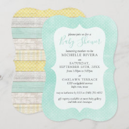 Convites Chá de fraldas Mint Yellow Rustic Wood Gênero Neut