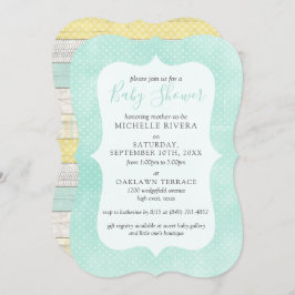 Convites Chá de fraldas Mint Yellow Rustic Wood Gênero Neut