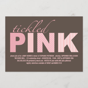Convites Chá de fraldas Moderno de Menina Rosa-Tickles