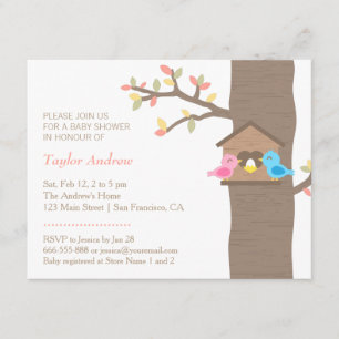 Convites Chá de fraldas moderno do pássaro do ninho do