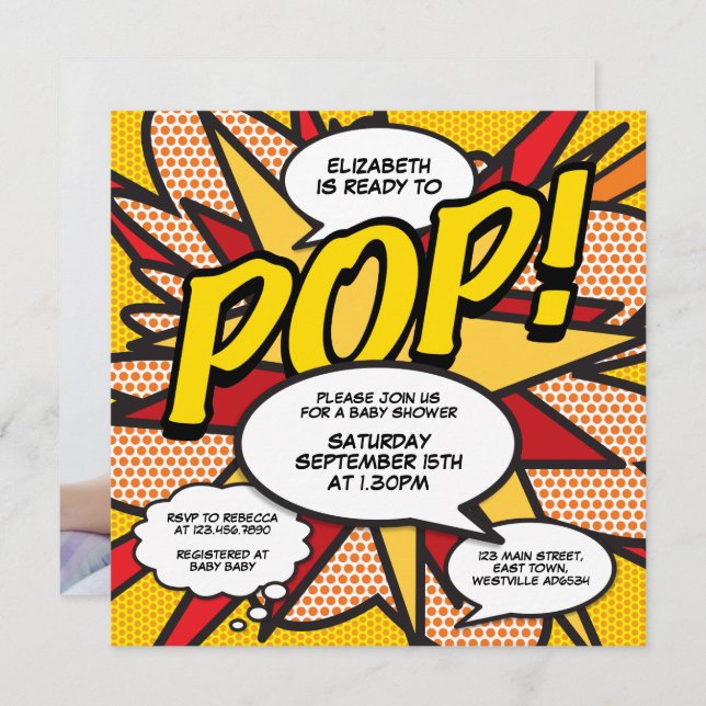 Convites Chá de fraldas moderno pronto para diversão (Frente/Verso)