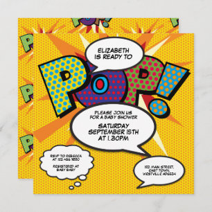 Convites Chá de fraldas moderno pronto para Pop