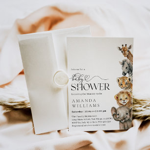 Convites Chá de fraldas Moderno Safari