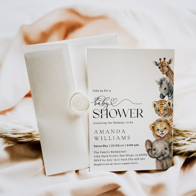 Convites Chá de fraldas Moderno Safari (Criador carregado)