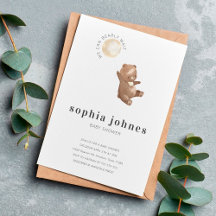 Chá de fraldas Moderno Simples Urso e Balão