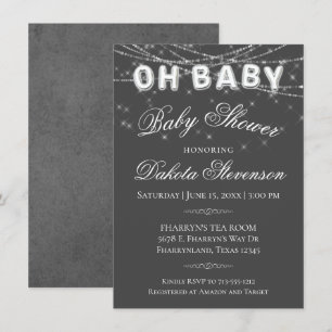 Convites Chá de fraldas Monocromático Oh   Luzes de cadei