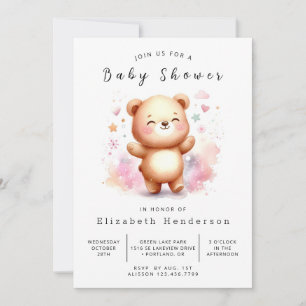 Convites Chá de fraldas na moda Happy Bear