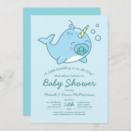 Convites Chá de fraldas Narral Cute Kawaii Blue Boy