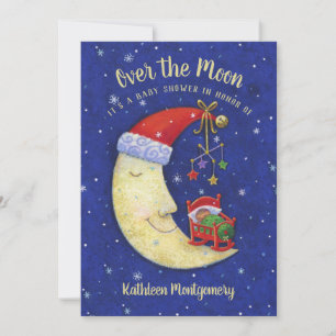 Convites Chá de fraldas Natal Sobre a Lua
