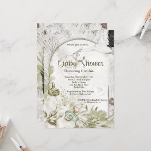 Convites Chá de fraldas Natural Botânico