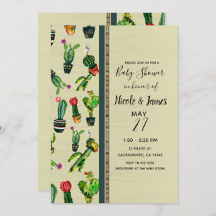 Convites Chá de fraldas Natural da Planta de Cactus Sudoest