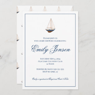 Convites Chá de fraldas Náutico Clássico para Navegação