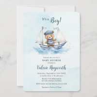 Chá de fraldas Náutico de Barco Urso de Teddy Boni
