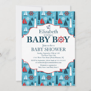 Convites Chá de fraldas Náutico de Barcos de Navegação