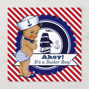 Convites Chá de fraldas Náutico de Menino Étnico