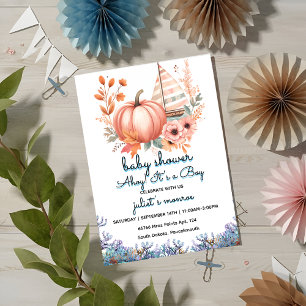 Convites chá de fraldas náutico de veleiro legal de criança