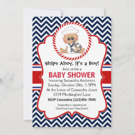 Convites Chá de fraldas Náutico do Garoto do Marinheiro Cor