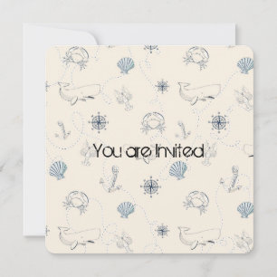 Convites Chá de fraldas náutico do mar