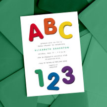 Chá de fraldas neutro ABC 123, bonito e colorido