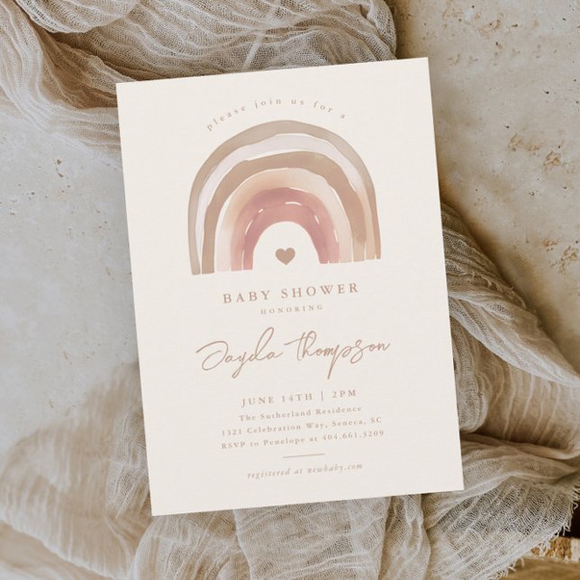 Convites Chá de fraldas neutro boho-arco-íris (Boho Rainbow Neutral Baby Shower Invitations.)