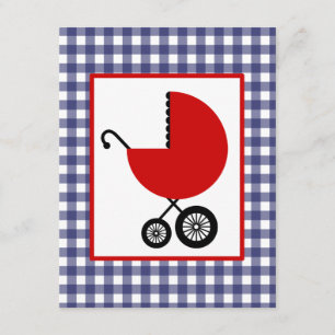 Convites Chá de fraldas Neutro - Carruagem Vermelha e Gingh