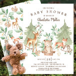 Convites Chá de fraldas Neutro de Animais Florestais Flores<br><div class="desc">Design de chá de fraldas de animais da floresta russa para um chá de fraldas neutro,  menina ou garotos. Sacudir nosso convite para ver uma coordenação de volta para um toque especial extra.</div>