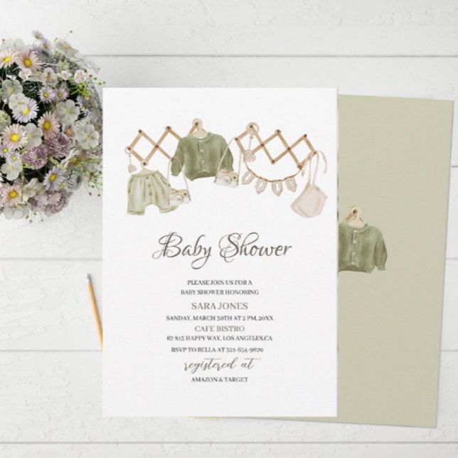 Convites Chá de fraldas Neutro de Boho (Criador carregado)