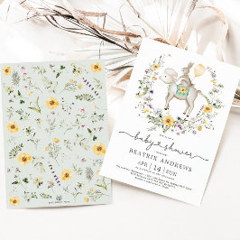 Convites Chá de fraldas Neutro de Borninho-de-Flor-Selvagem