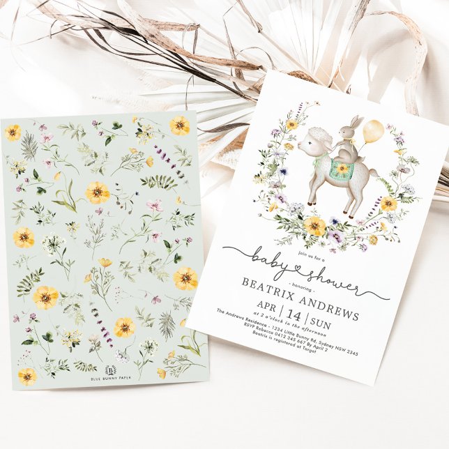 Convites Chá de fraldas Neutro de Borninho-de-Flor-Selvagem (Criador carregado)