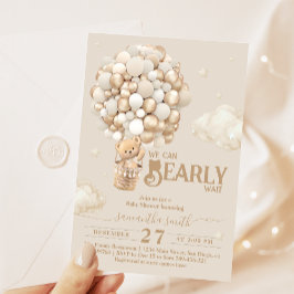 Convites Chá de fraldas neutro de Espera do Balão do Urso d