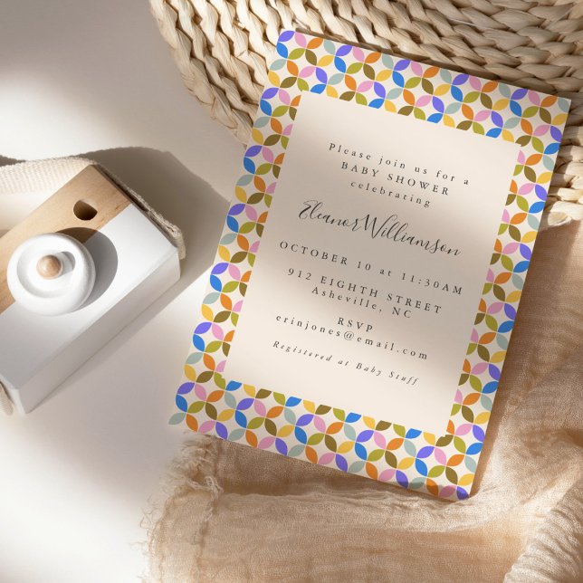 Convites Chá de fraldas neutro de gênero geométrico colorid (Criador carregado)