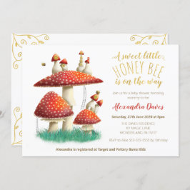 Convites chá de fraldas neutro de gêneros para cogumelos e 