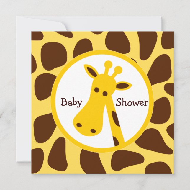 Convites Chá de fraldas neutro de Girafa amarela e castanha (Frente)