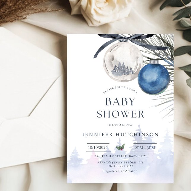 Convites Chá de fraldas Neutro de Natal da Wonderland Winte (Winter Wonderland Christmas Neutral Baby Shower Invitation)