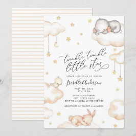 Convites Chá de fraldas Neutro de Pequenas Estrelas Brilhan