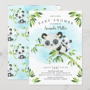 Convites Chá de fraldas neutro de urso de Panda
