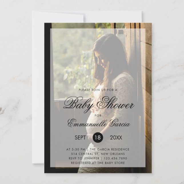 Convites Chá de fraldas Neutro do Gênero da Foto Moderna (Frente)