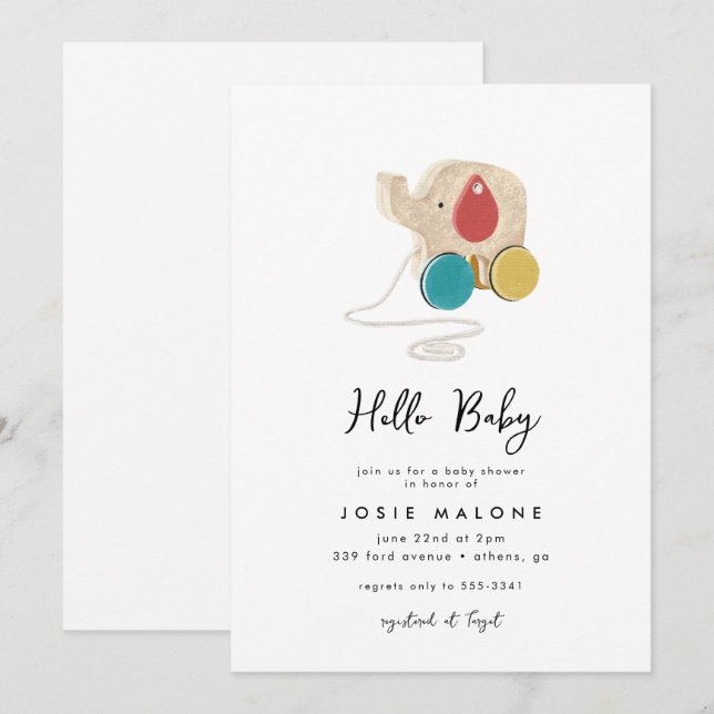 Convites Chá de fraldas Neutro do Sexo dos Elefantes Modern (Frente/Verso)