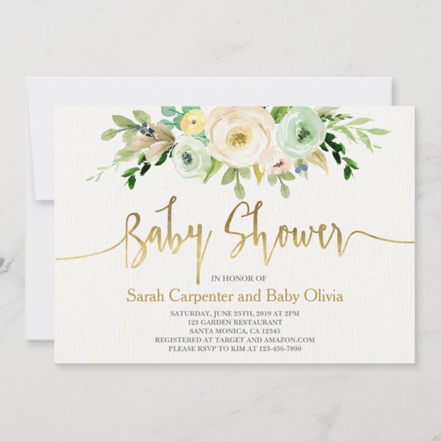 Convites Chá de fraldas neutro em relação ao gênero (Frente)