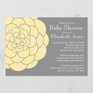 Convites Chá de fraldas Neutro Floral Amarelo Dahlia Bloom