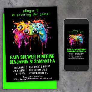 Convites Chá de fraldas neutro para jogadores de vídeo