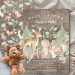 Convites Chá de fraldas Neutro Rustic Woodland<br><div class="desc">Design de chá de fraldas de animais da floresta russa para um chá de fraldas neutro,  menina ou garotos. Sacudir nosso convite para ver uma coordenação de volta para um toque especial extra.</div>