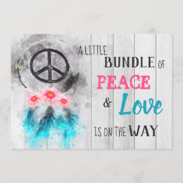 Convites *~* Chá de fraldas Neutro Rústico de Hippy com Paz