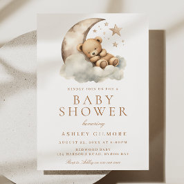 Convites Chá de fraldas Neutro Suave Urso Suíno