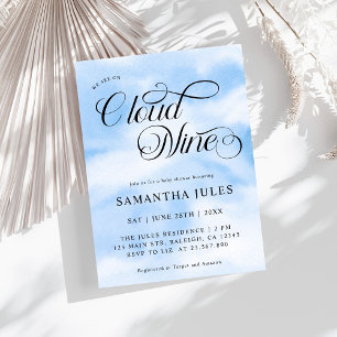 Convites Chá de fraldas Nine Azul Cloud Nine de Cor de Água